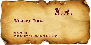 Mátray Anna névjegykártya